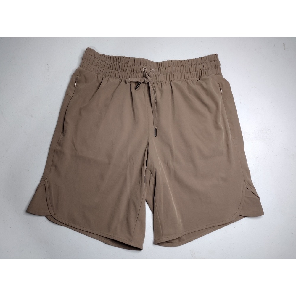 Tek Gear Mens Small Taupe Brown Athletic Shorts Elastic Waist Zip Pockets - Picture 1 of 4